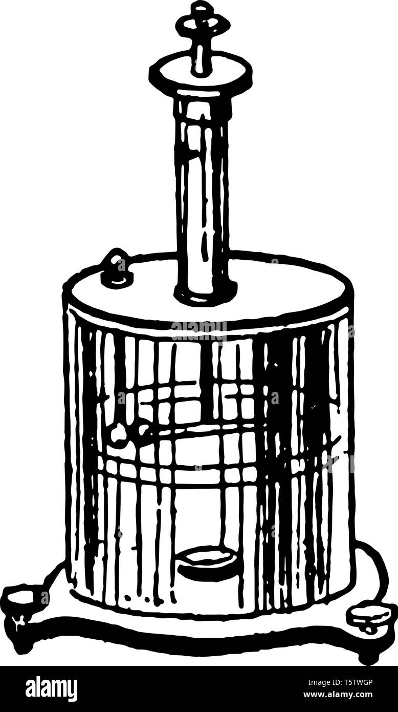 Culombios balanza de torsión está en la forma de un cilindro con el pan en  línea vintage de dibujo o ilustración de grabado Imagen Vector de stock -  Alamy