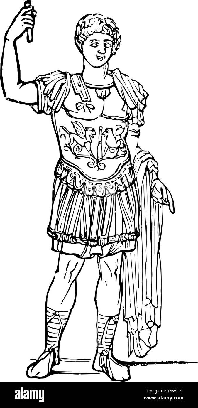 Esta imagen muestra la armadura de los antiguos emperadores romanos y  generales. Tiene un hermoso diseño, grabado o dibujo de línea vintage  illustratio Imagen Vector de stock - Alamy