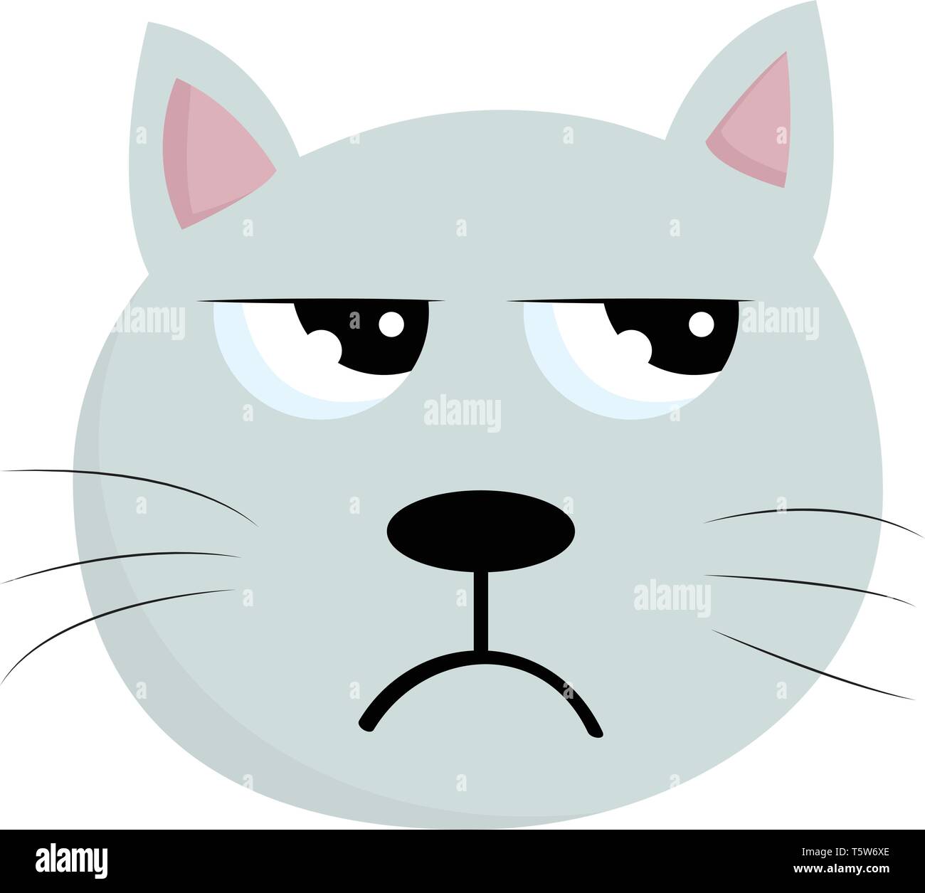 El rostro de un enfurecido gato azul y rosa con orejas seis bigotes y la  boca curvada hacia abajo el color de dibujo o ilustración vectorial Imagen  Vector de stock - Alamy