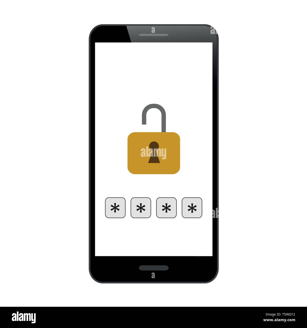 Contraseña de bloqueo de código PIN del smartphone protegido ilustración vectorial EPS10 Ilustración del Vector