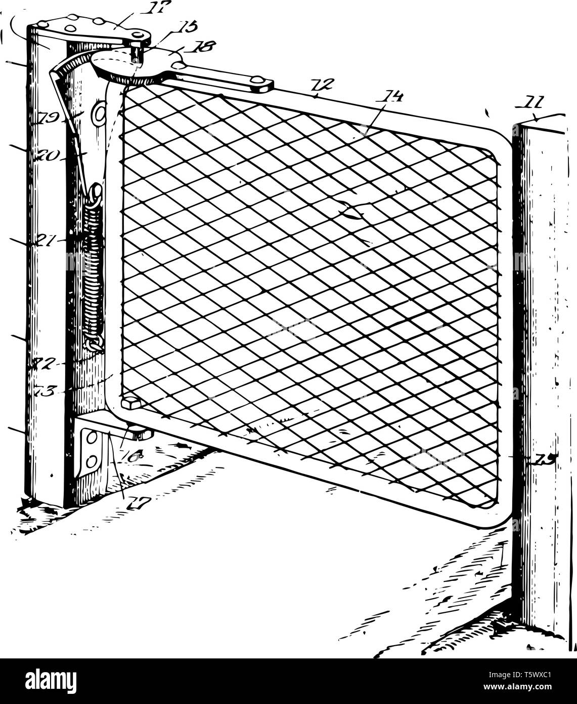 Puerta de esgrima de malla de metal galvanizado de malla de alambre de  acero inoxidable línea vintage de dibujo o ilustración grabado Imagen  Vector de stock - Alamy