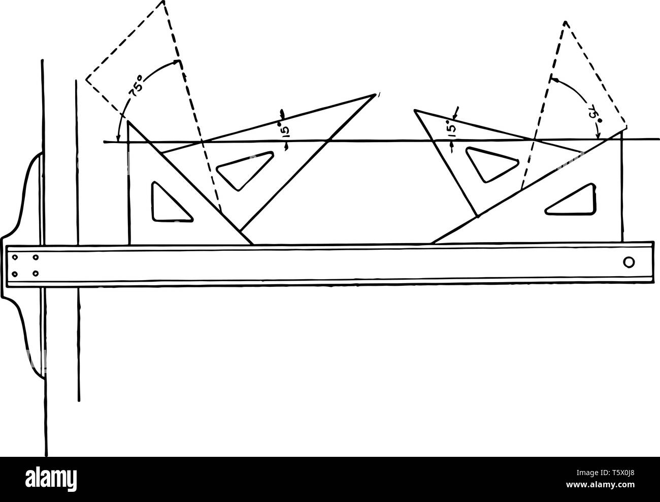 Dibuja Lineas Con El Triangulo En Angulos Multiplos De 15 Grados Para Hacer Una Linea Con Combinacion Con Una T Cuadrada Y Multiplo De 15 Grados Puede Imagen Vector De Stock Alamy
