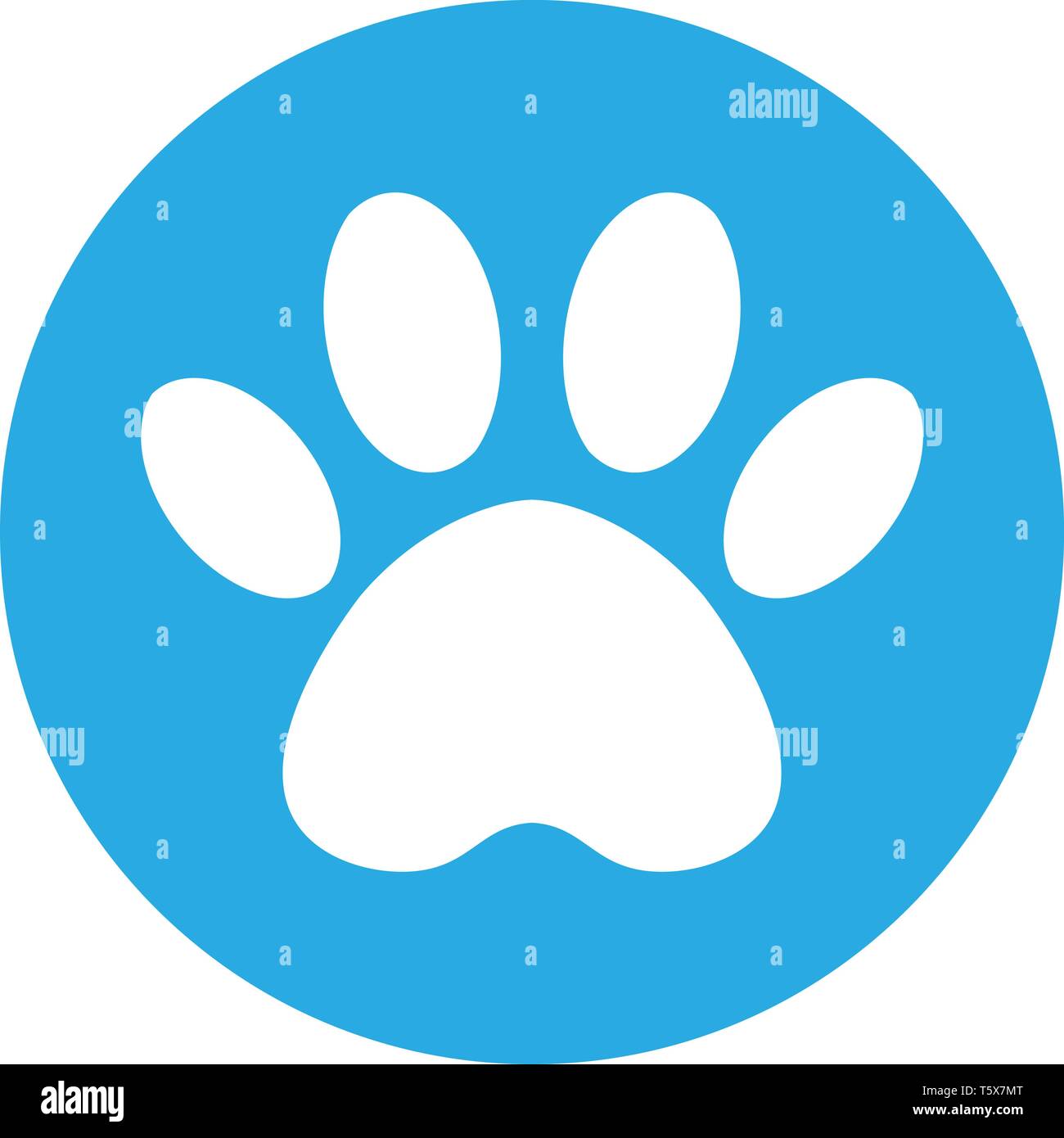 Huella de pata de perro y gato dentro del círculo. El perro de la pista en  el círculo azul Imagen Vector de stock - Alamy