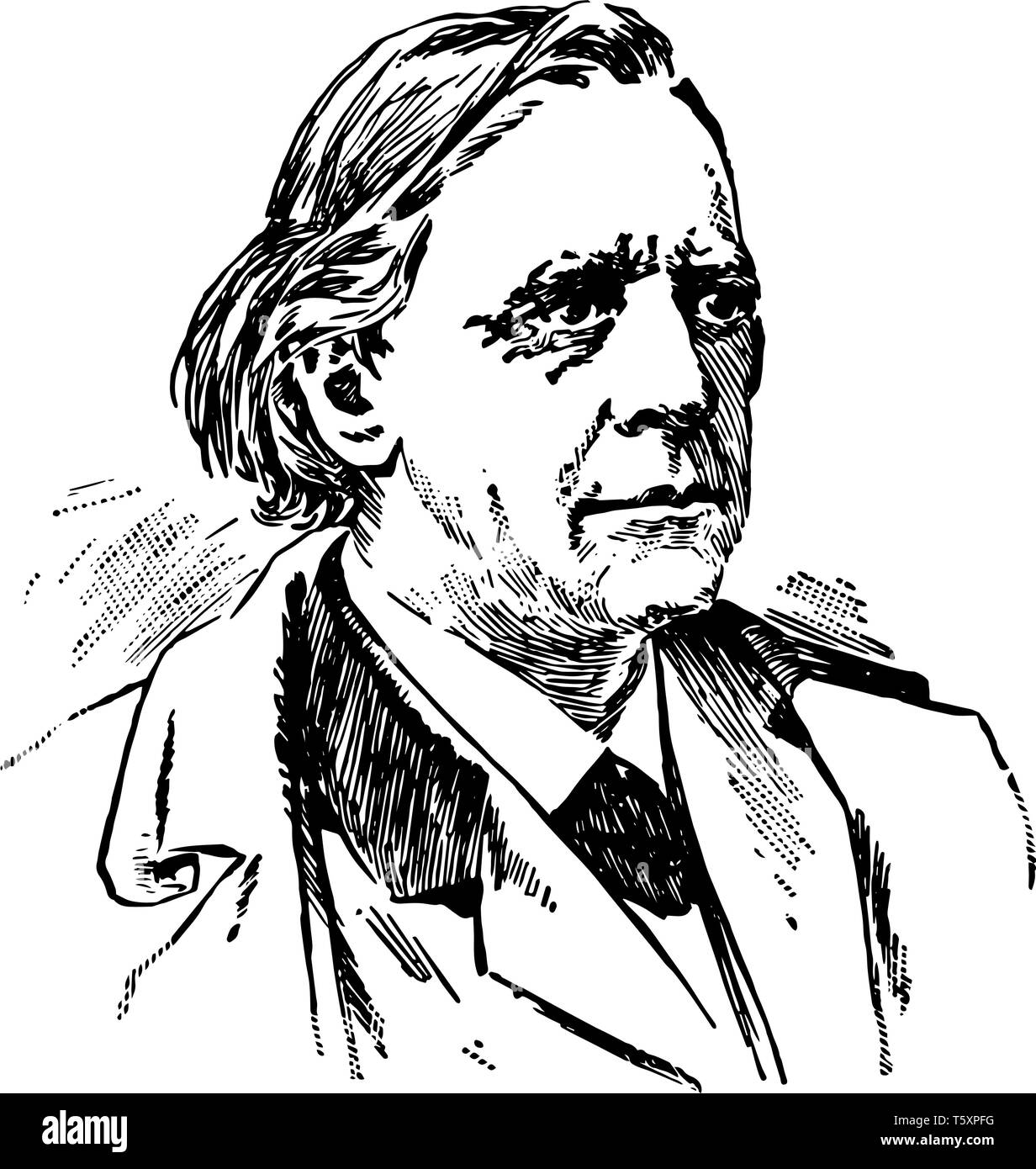 Henry Ward Beecher de 1813 a 1887 él era un clérigo Congregacionalista estadounidense y reformador social, famosa por su apoyo a la abolición de la esclavitud Ilustración del Vector