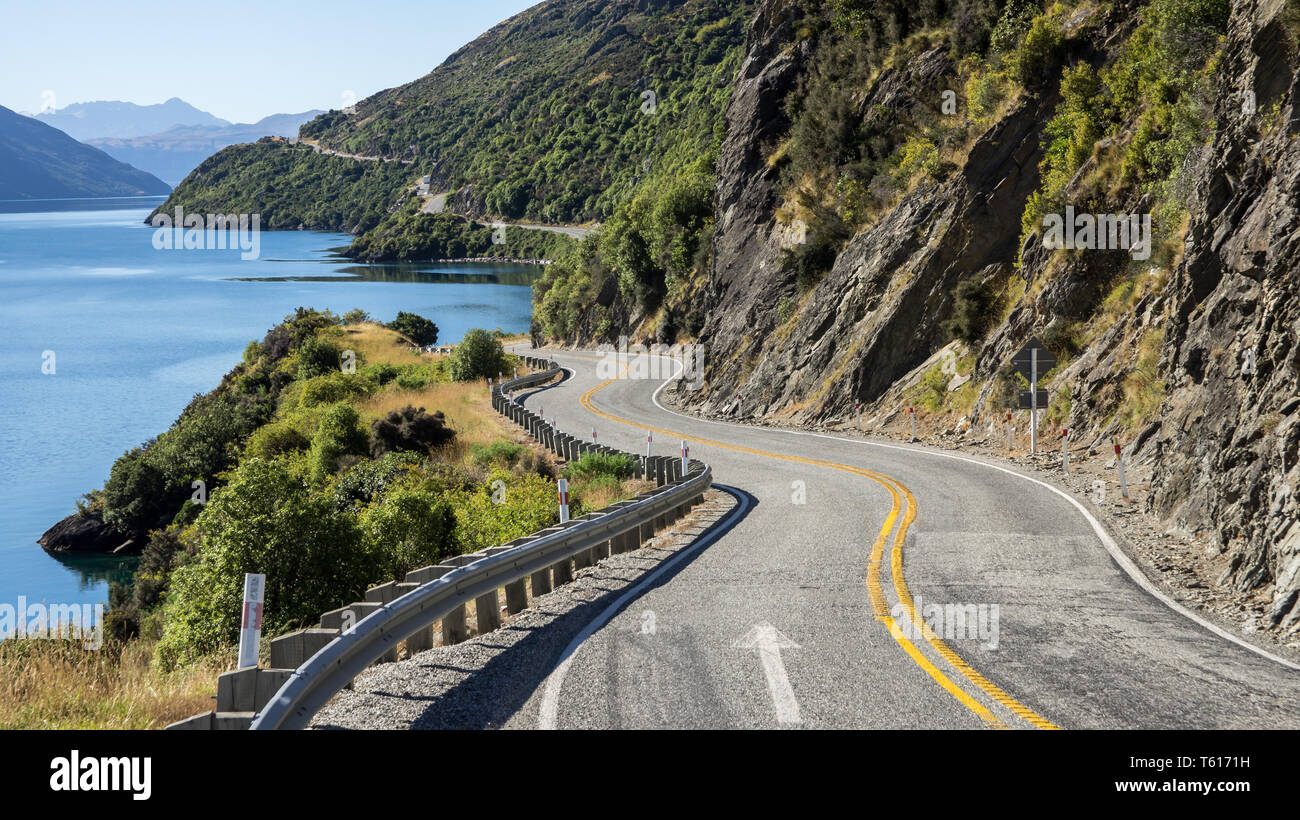 Camino a Queenstown, Nueva Zelanda Foto de stock