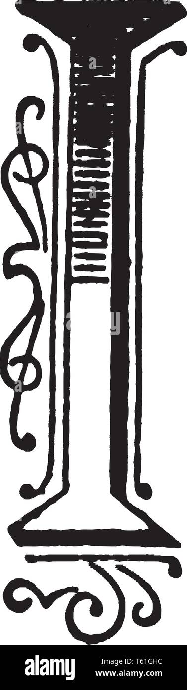 Letra mayúscula ornamental I, línea vintage de dibujo o ilustración grabado Ilustración del Vector