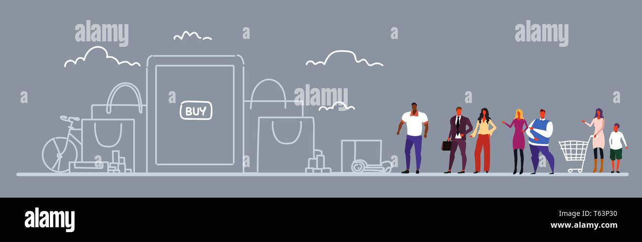 Personas Que Utilizan La Aplicación Móvil Del Mercado Online