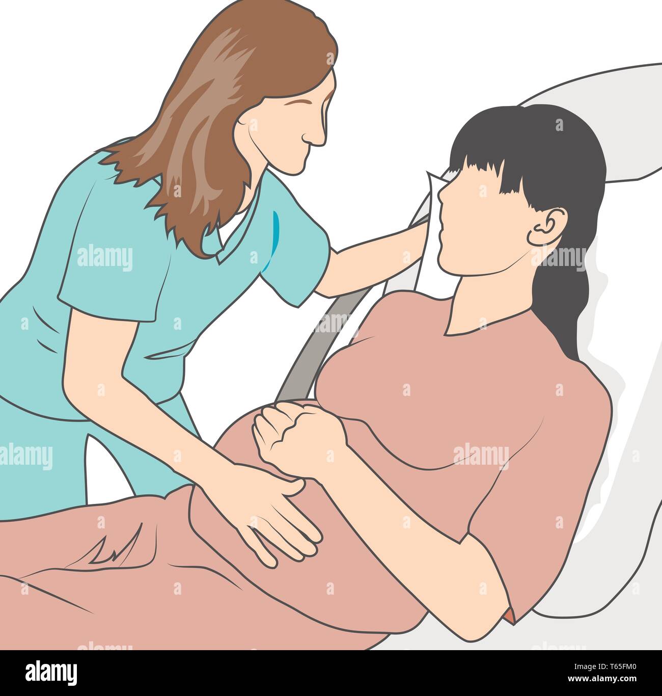 Check up de Ginecología y Obstetricia - mujer embarazada en la cama del  hospital Imagen Vector de stock - Alamy