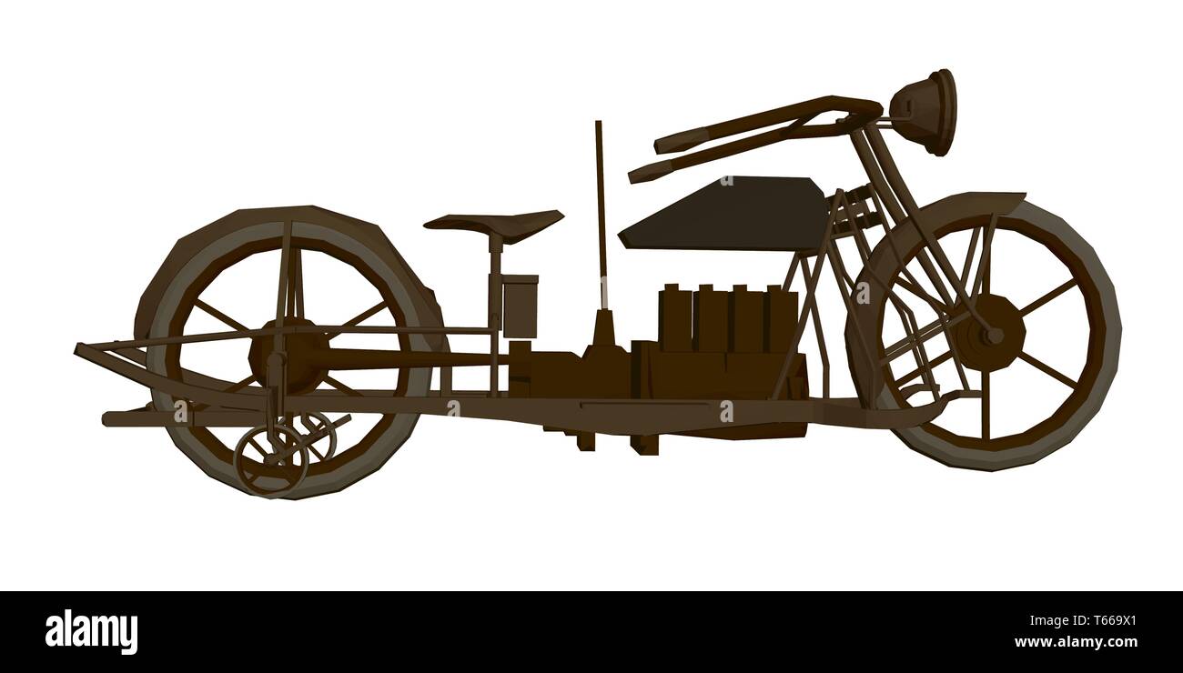 Ilustración vectorial de una motocicleta vintage. Vista lateral. Motocicletas antiguas poligonal. 3D. Ilustración vectorial Ilustración del Vector