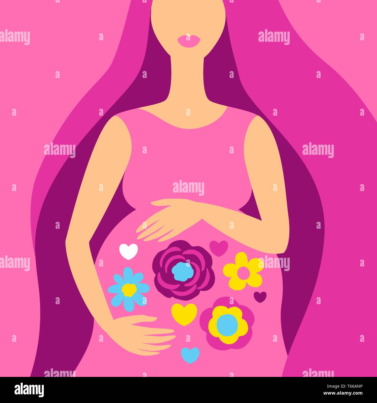 Feliz embarazo. Bonita mujer embarazada Imagen Vector de stock - Alamy