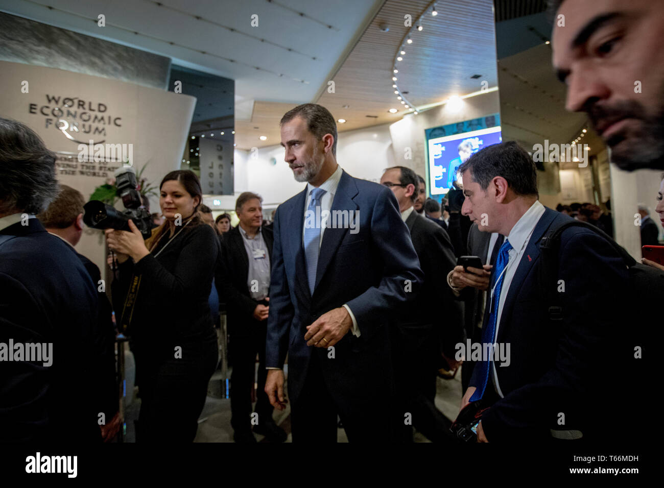 El rey Felipe VI de España en el Foro Económico Mundial en Davos. Foto de stock