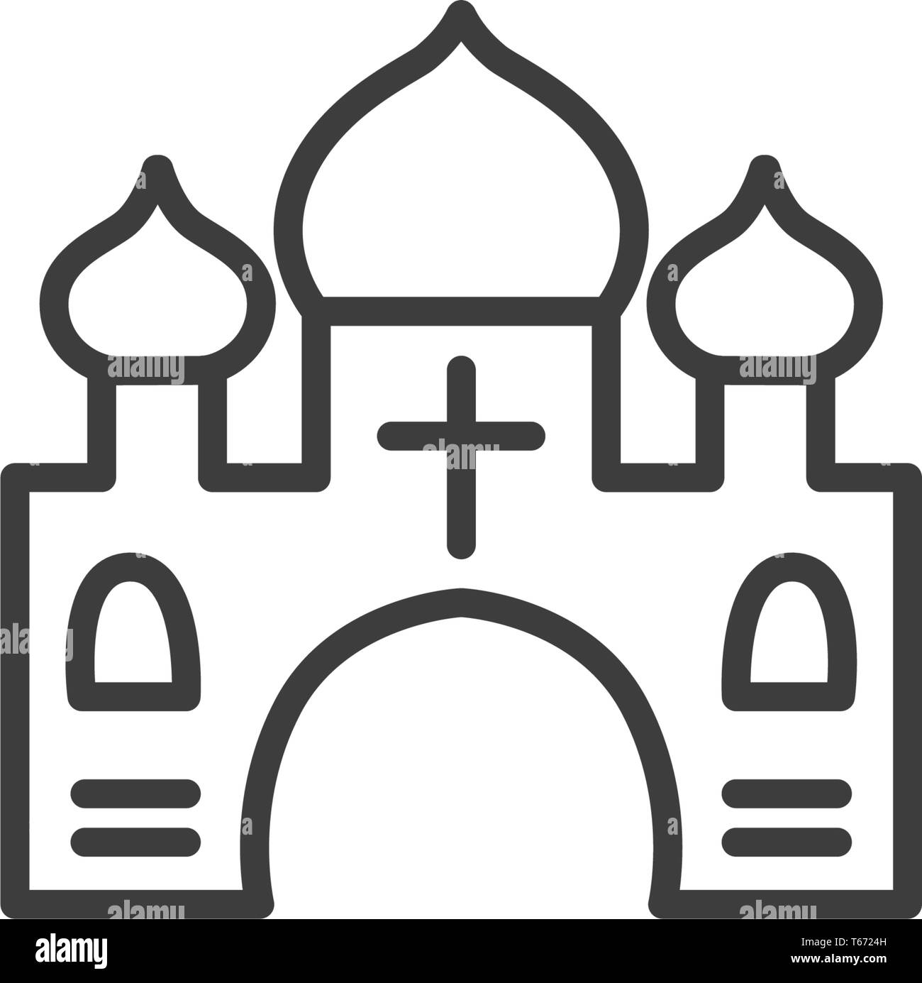 Icono de elemento de la ciudad y urbano - Iglesia templo en estilo de arte de línea simple de moda Ilustración del Vector