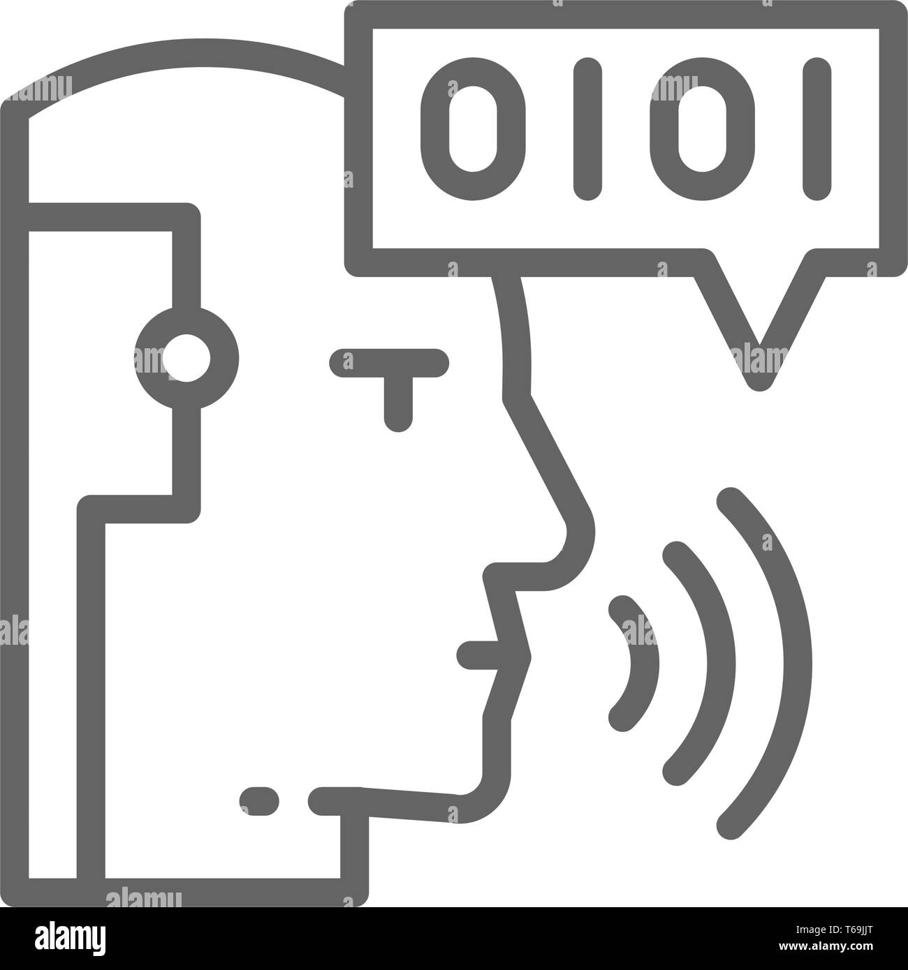 Inteligencia Artificial, el robot con las ondas de sonido, icono de línea  chatbot Imagen Vector de stock - Alamy