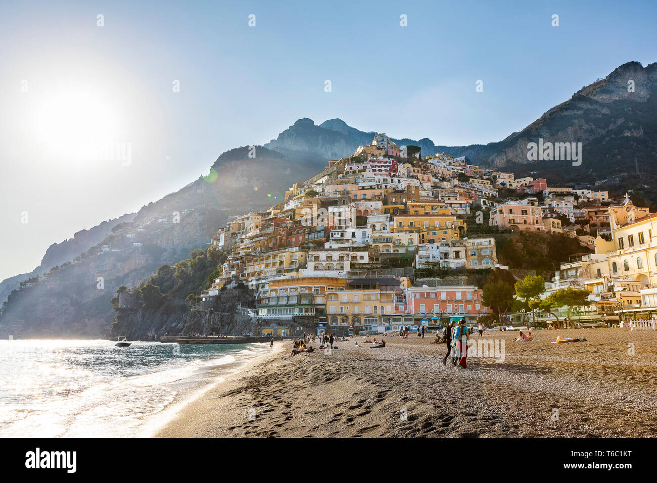 El pueblo de Positano, Italia Foto de stock