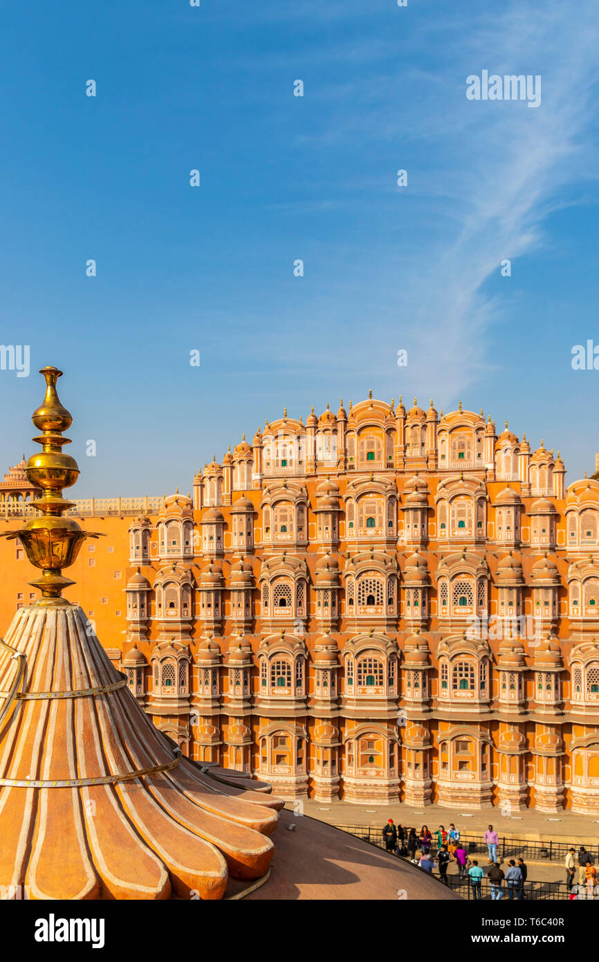 La India, Rajastán, Jaipur, Hawa Mahal (el Palacio de vientos) Foto de stock
