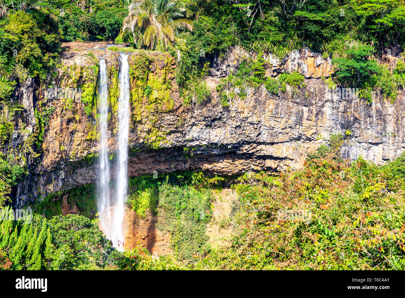 La cascada de Chamarel. Chamarel, Río Negro (Riviere Noir), Mauricio, África Foto de stock