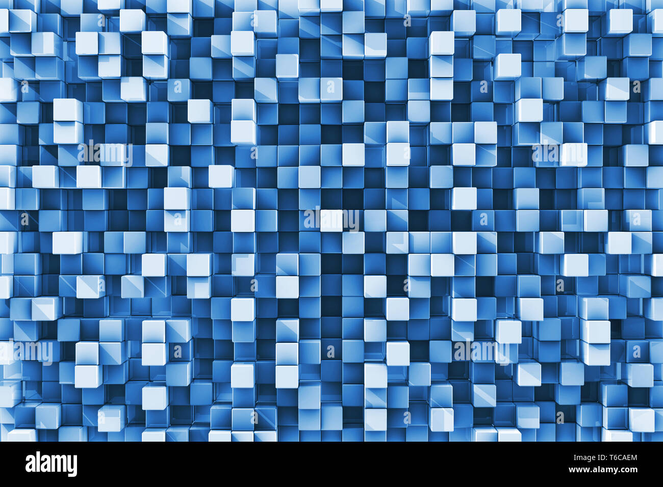 Tridimensional a cuadros azul reflectante antecedentes de cubo Fotografía  de stock - Alamy