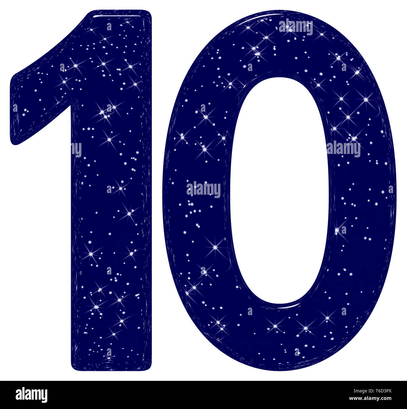 10, numeral 10, uno, cero, star sky textura imitación, aislado sobre fondo  blanco, 3D Render Fotografía de stock - Alamy