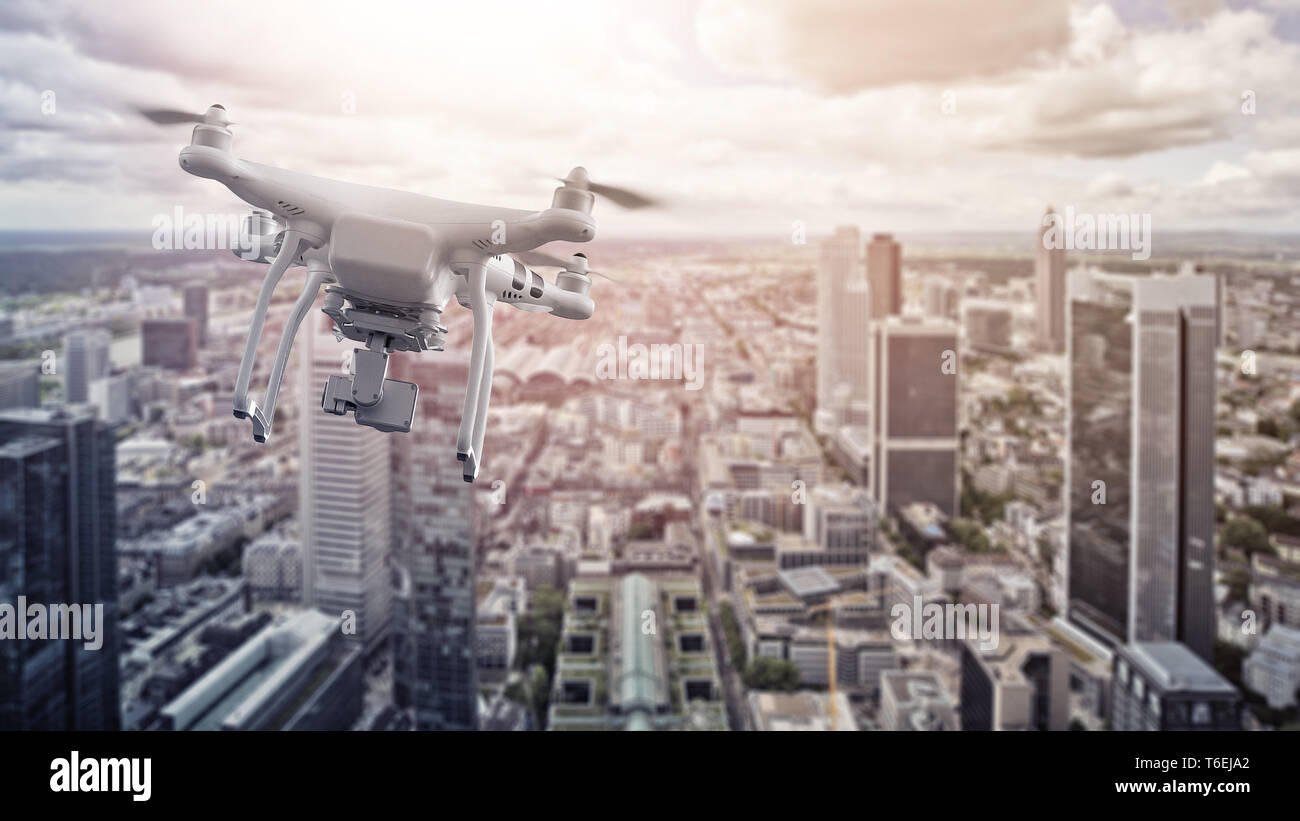Multicopter drone en Frankfurt am Main Foto de stock