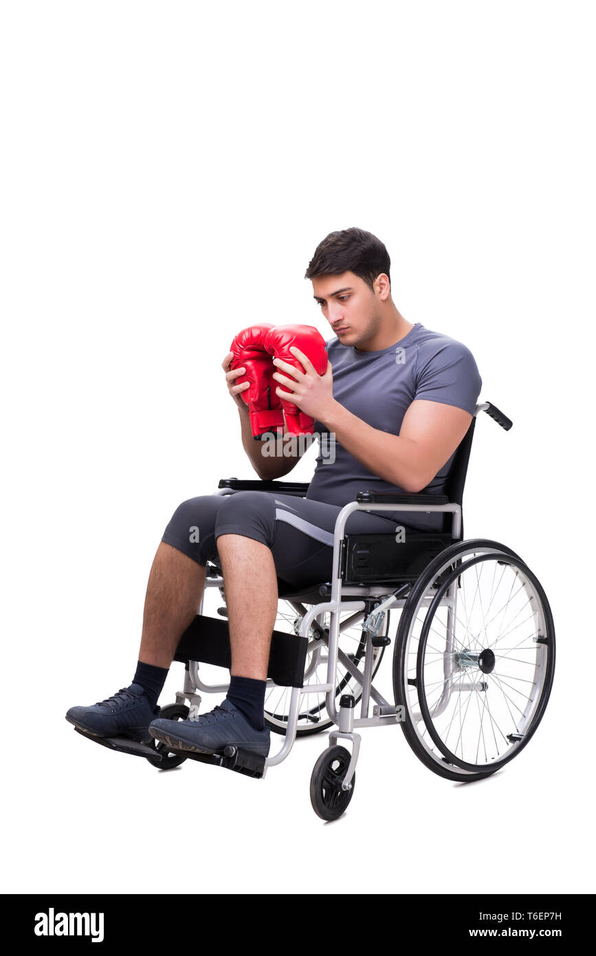El boxeador recuperando de una lesión en la silla de ruedas Fotografía de  stock - Alamy