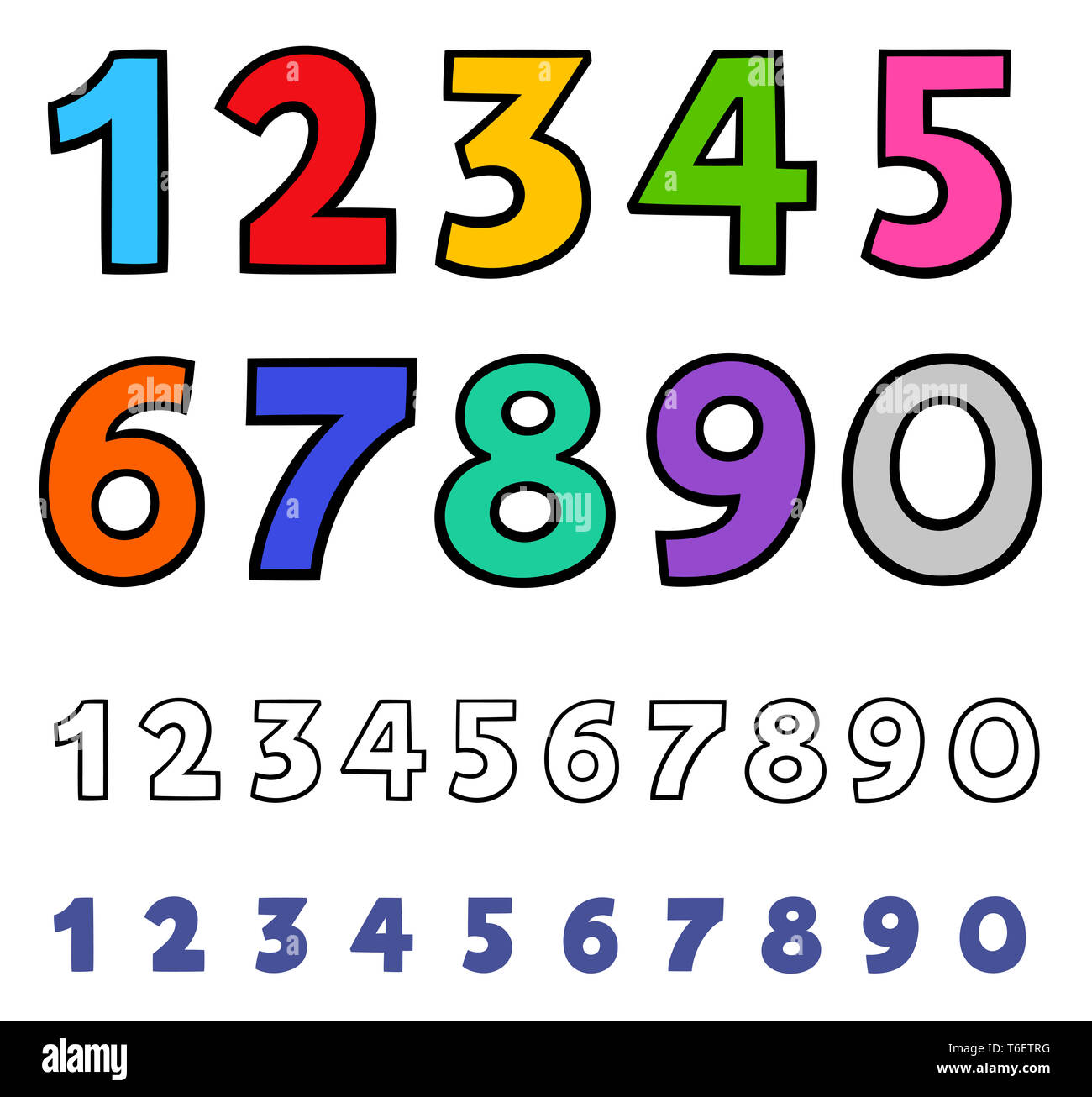 Los números de conjunto de caracteres básicos de dibujos animados  Fotografía de stock - Alamy