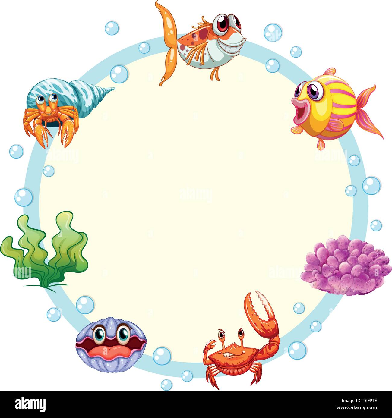 Bastidor de criaturas marinas ilustración plantilla Ilustración del Vector