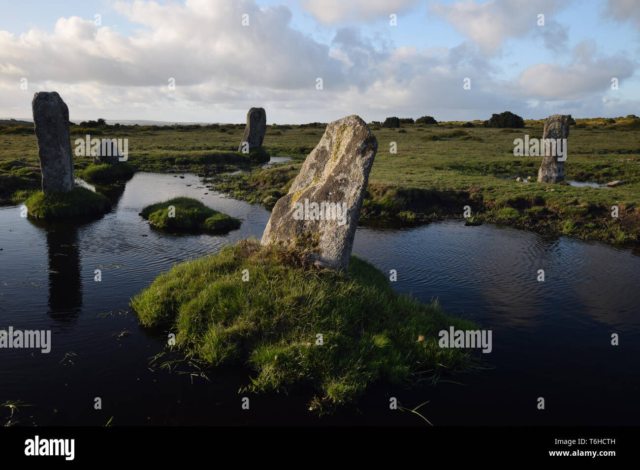 Círculo de nueve piedras Altarnun Bodmin Moor Foto de stock