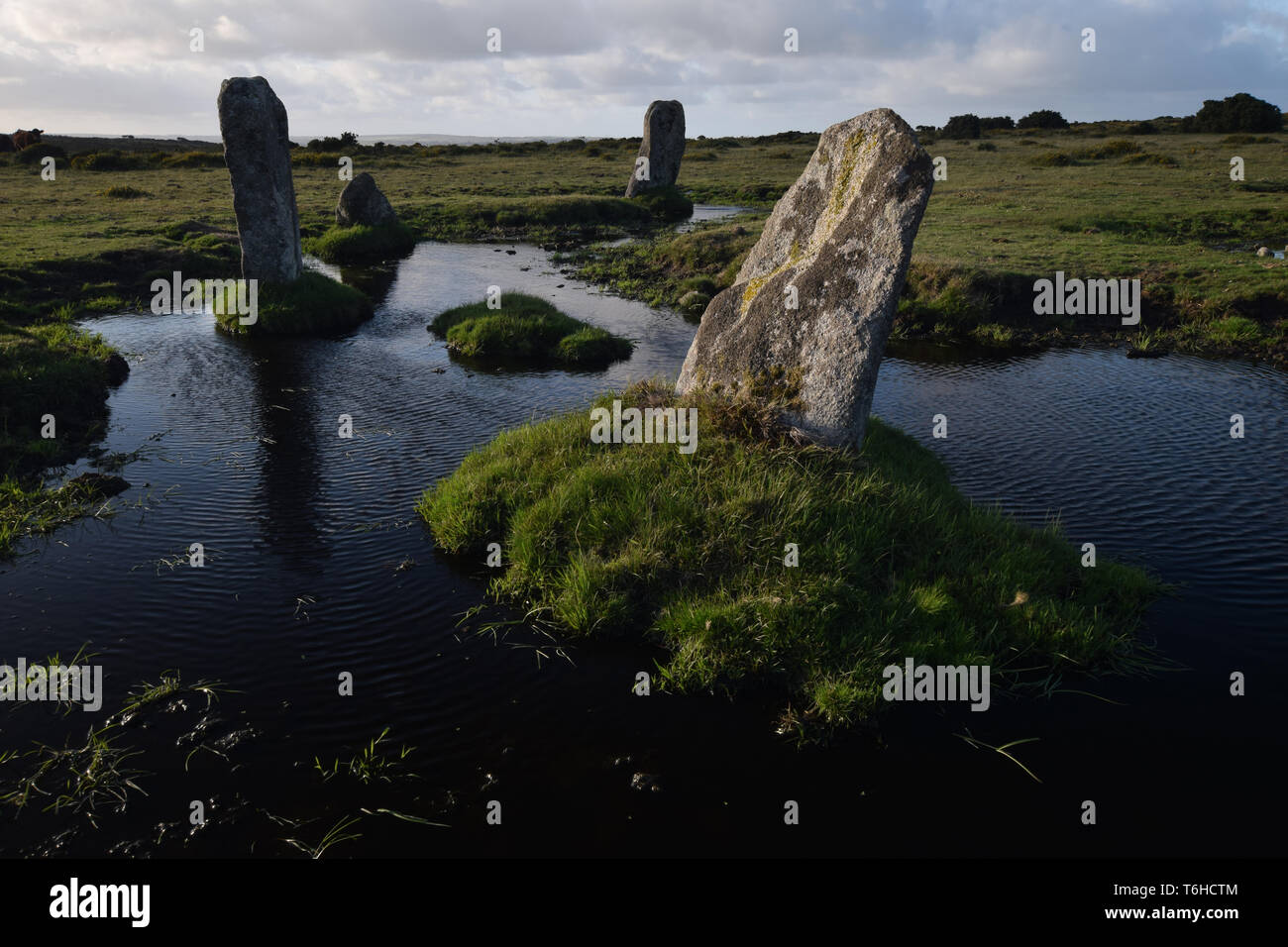 Círculo de nueve piedras Altarnun Bodmin Moor Foto de stock