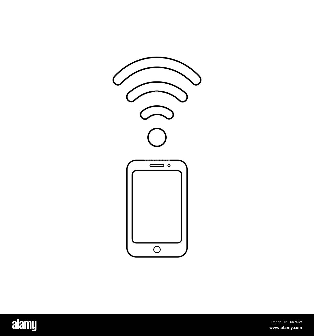 Icono de vector concepto de utilizar el smartphone como módem, smartphone  con Wifi inalámbrico Symbol. Contornos negros Imagen Vector de stock - Alamy