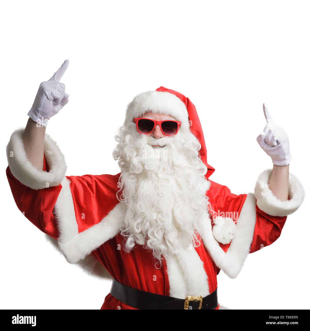 Santa Claus apuntando con su dedo índice arriba Fotografía de stock - Alamy