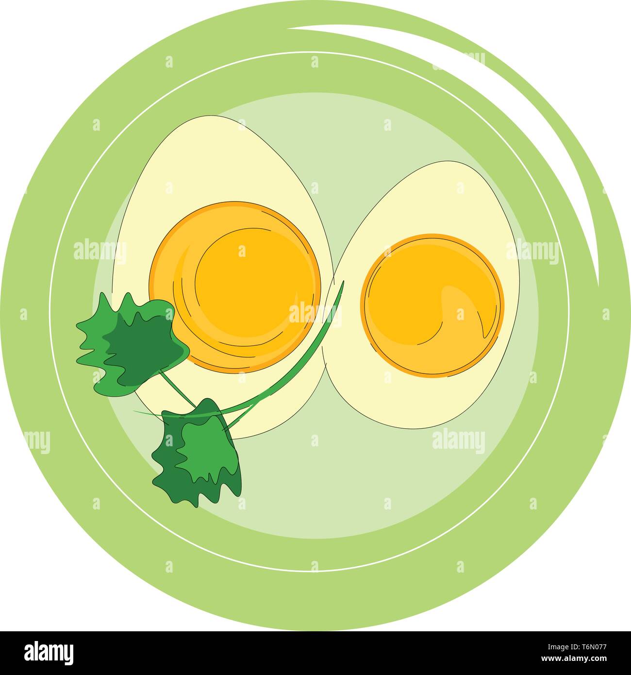 Deliciosos huevos cocidos que se corta en dos mitades y está listo para servir de vector de Deliciosos huevos cocidos que se corta en dos mitades y está listo para servir de vector de