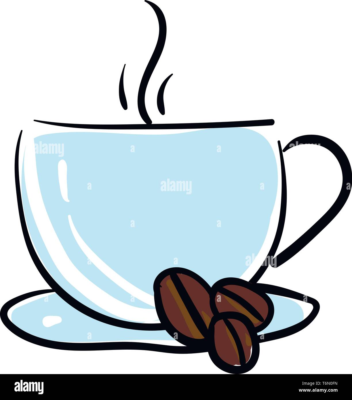 Taza de café con granos de café dibujo Imágenes vectoriales de stock - Alamy
