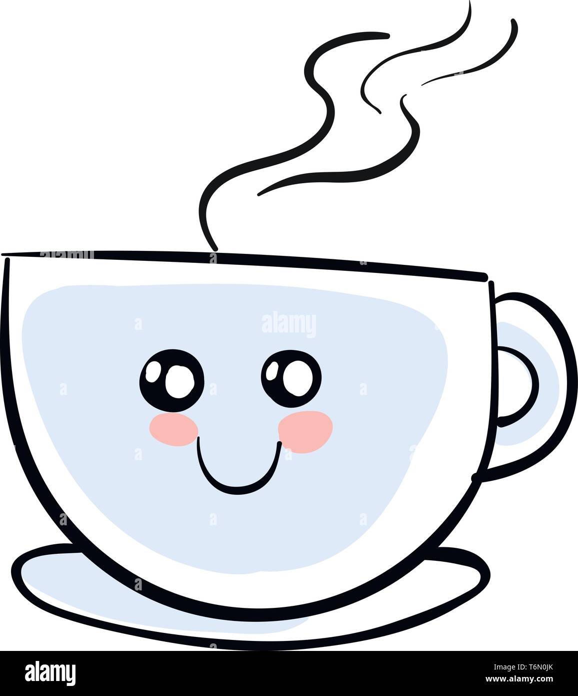 Un lindo feliz de la taza de café con café caliente que se sirve el color  de dibujo o ilustración vectorial Imagen Vector de stock - Alamy