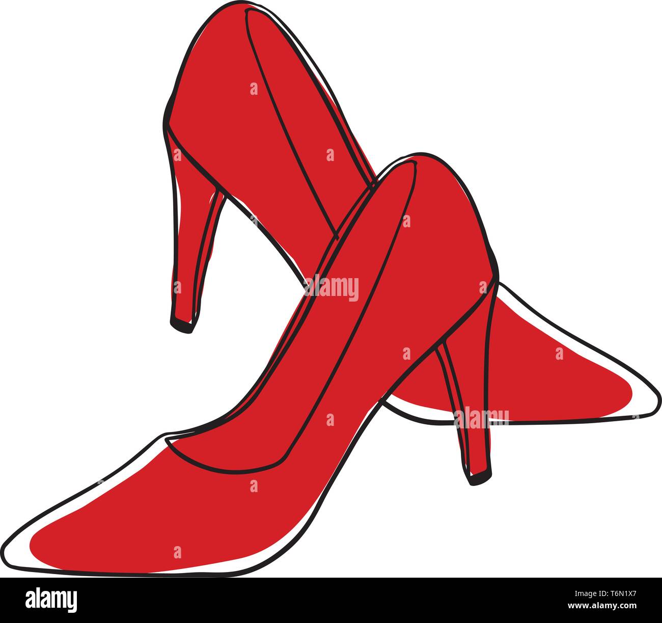 Clipart de un par de zapatos de color rojo con negro, cordones y una base  amarilla, es perfecto para la fiesta vestir el color de dibujo o  ilustración vectorial Imagen Vector de