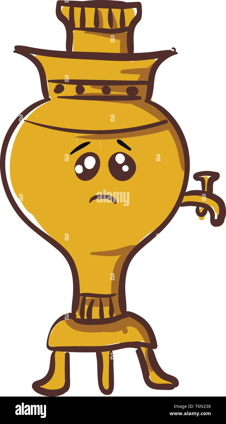 Un té muy decorados urn de color amarillo con una tapa asas para llevar