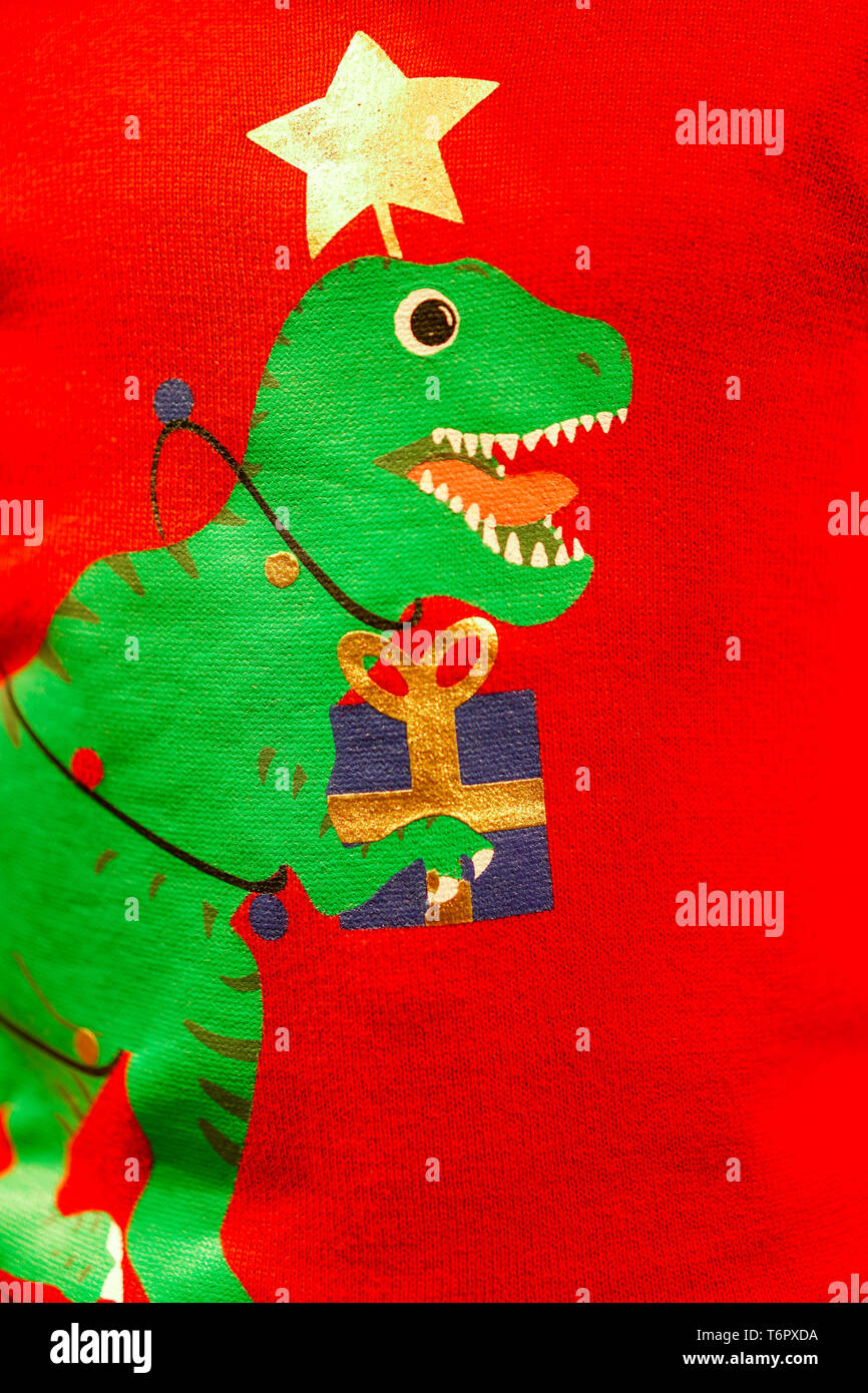Creative T-Rex verde árbol de Navidad Imprimir pantalla en tejer suéter  Fotografía de stock - Alamy