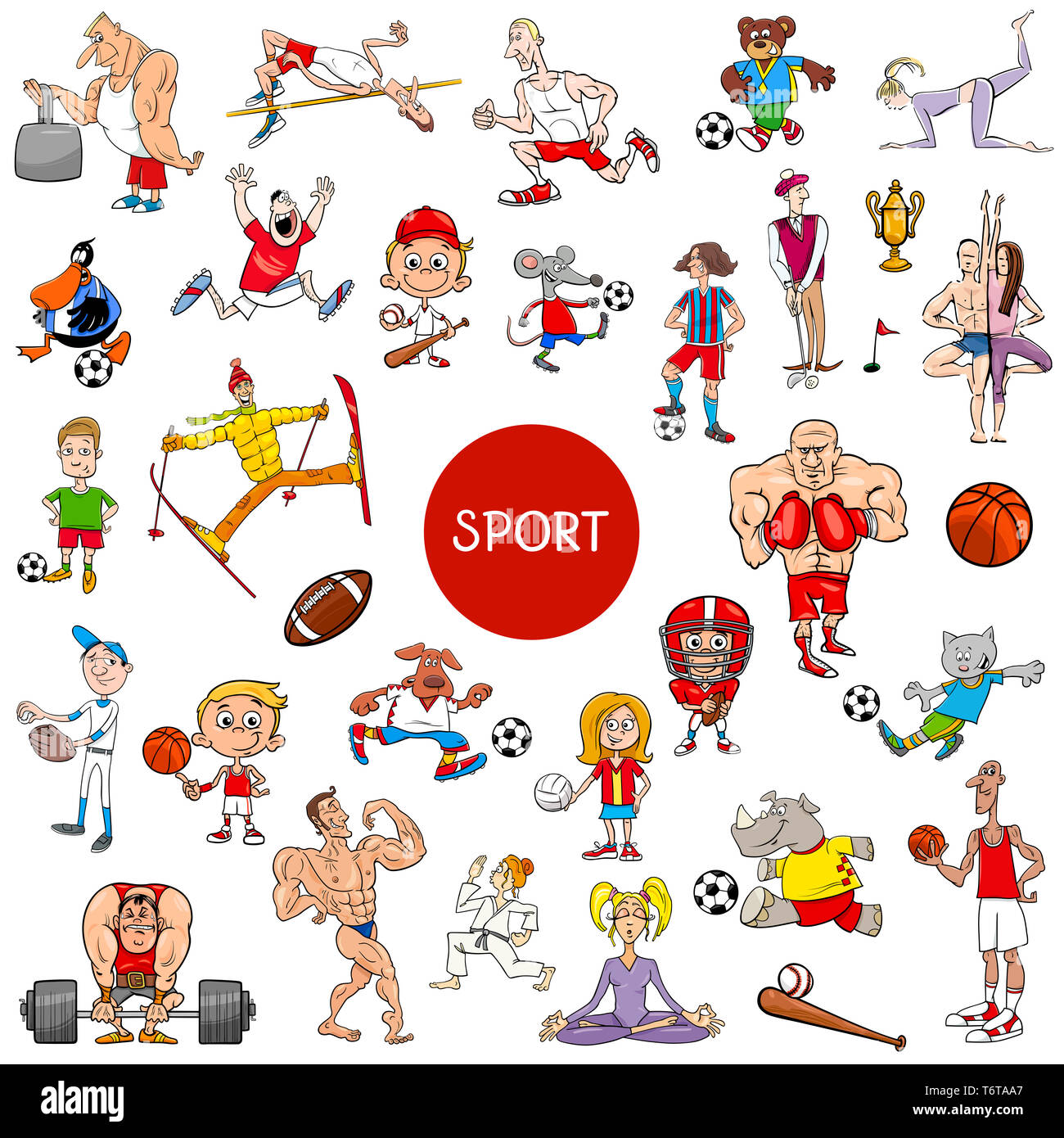 La gente de dibujos animados y deportes conjunto grande Fotografía de stock  - Alamy