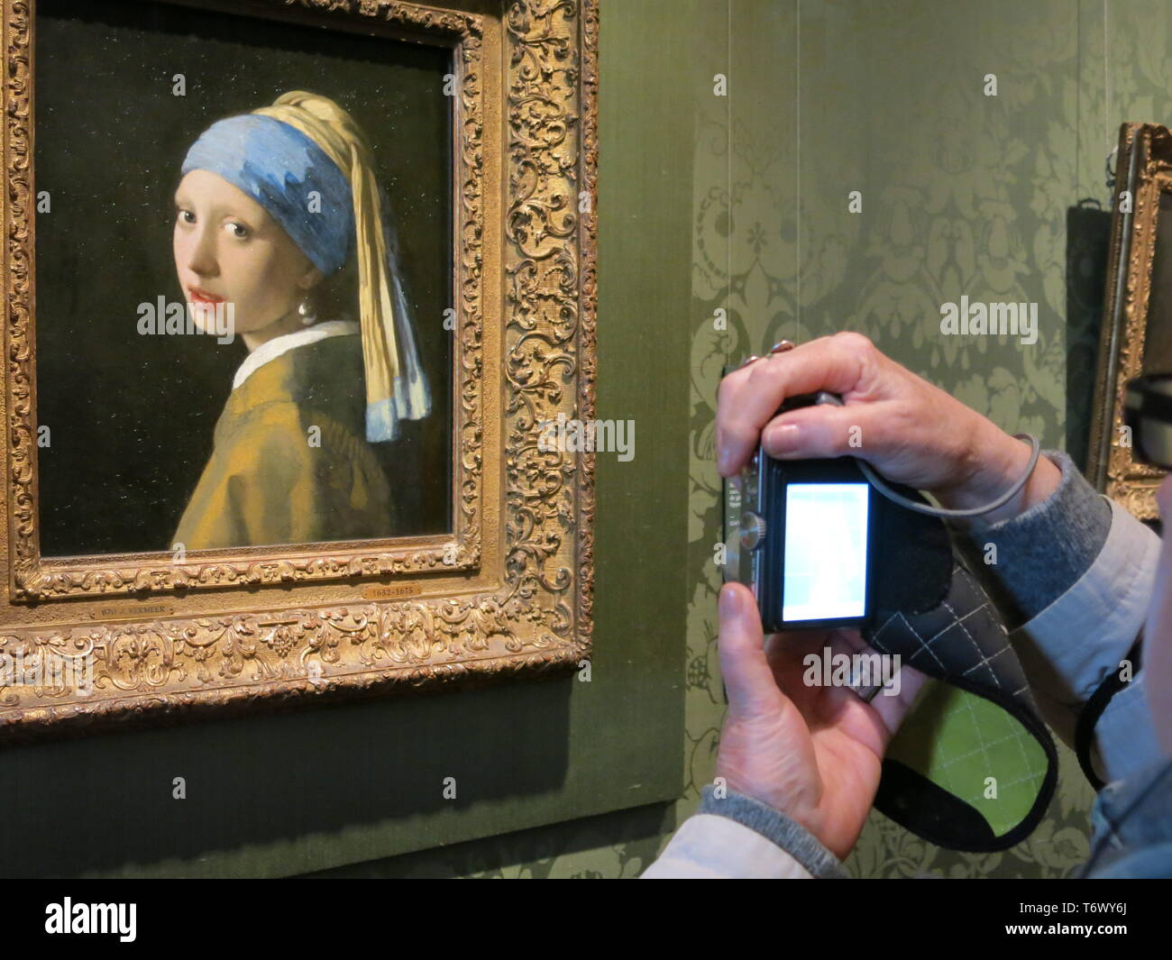 Un teléfono móvil se celebró hasta tomar una foto de uno de los cuadros más  famosos del mundo; Johannes Vermeer 