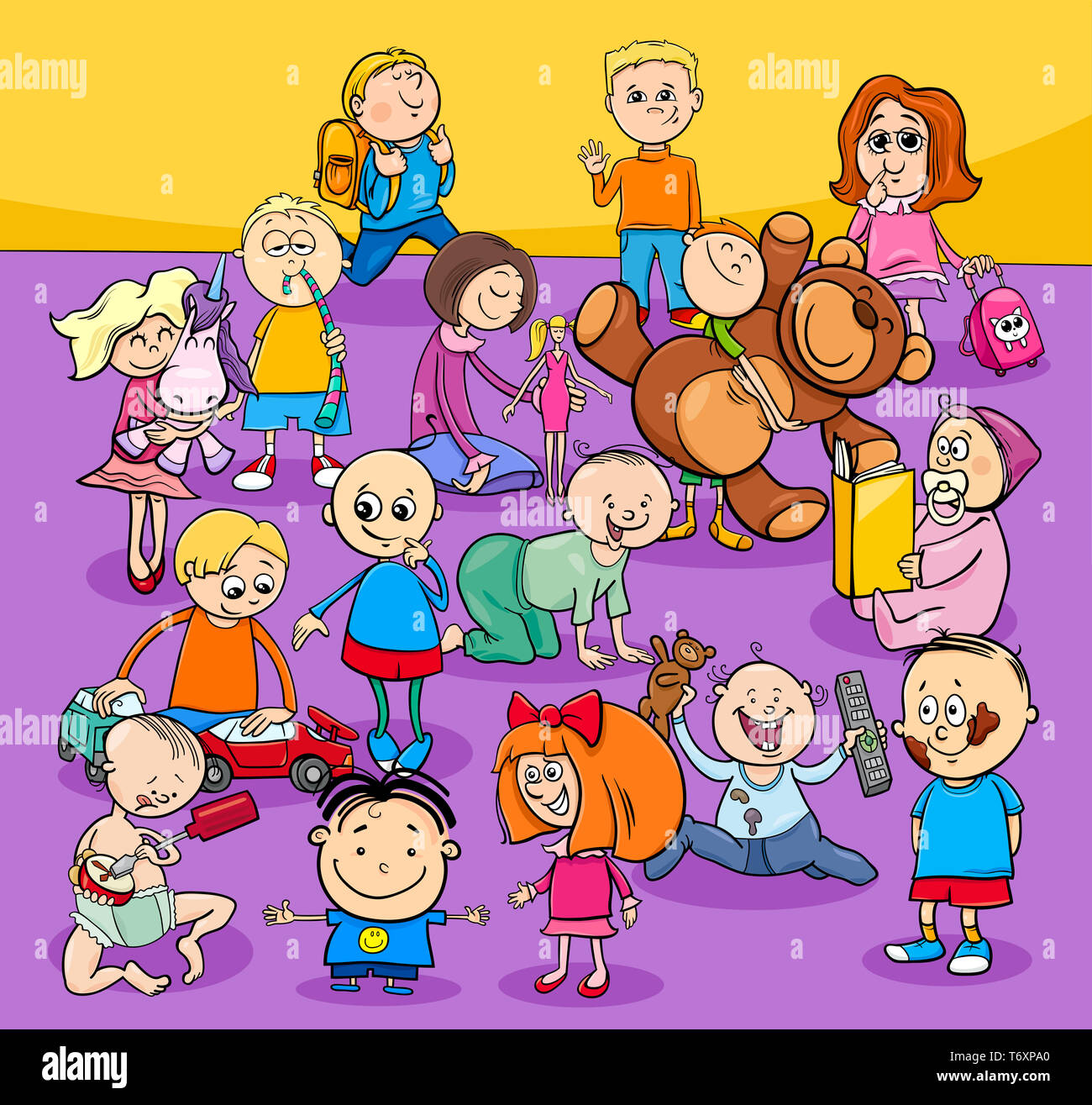 Bebes Y Ninos Del Grupo De Personajes De Dibujos Animados Fotografia De Stock Alamy