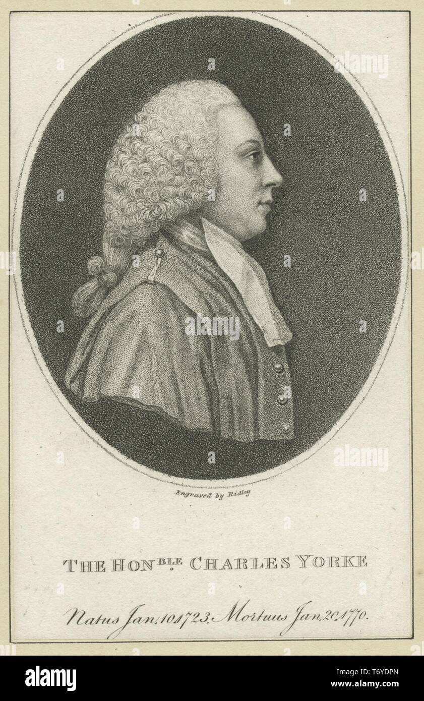 Retrato grabado de Charles Yorke, el Lord Canciller de Gran Bretaña, un político británico de Londres, Inglaterra, 1803. Desde la Biblioteca Pública de Nueva York. () Foto de stock