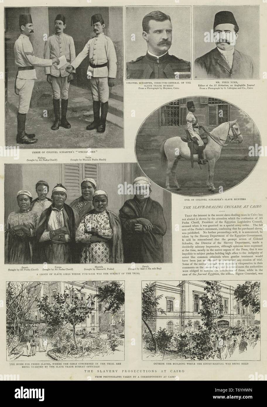 Grabados de la esclavitud los enjuiciamientos en El Cairo, del semanario ilustrado "El gráfico", Egipto, 1894. Desde la Biblioteca Pública de Nueva York. () Foto de stock