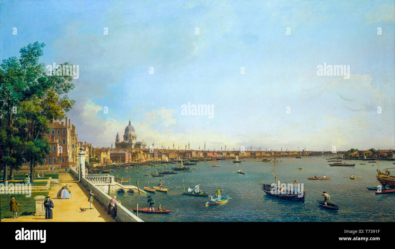 Canaletto, Londres, el Támesis desde Somerset House terraza hacia la ciudad, pintura, 1750 Foto de stock