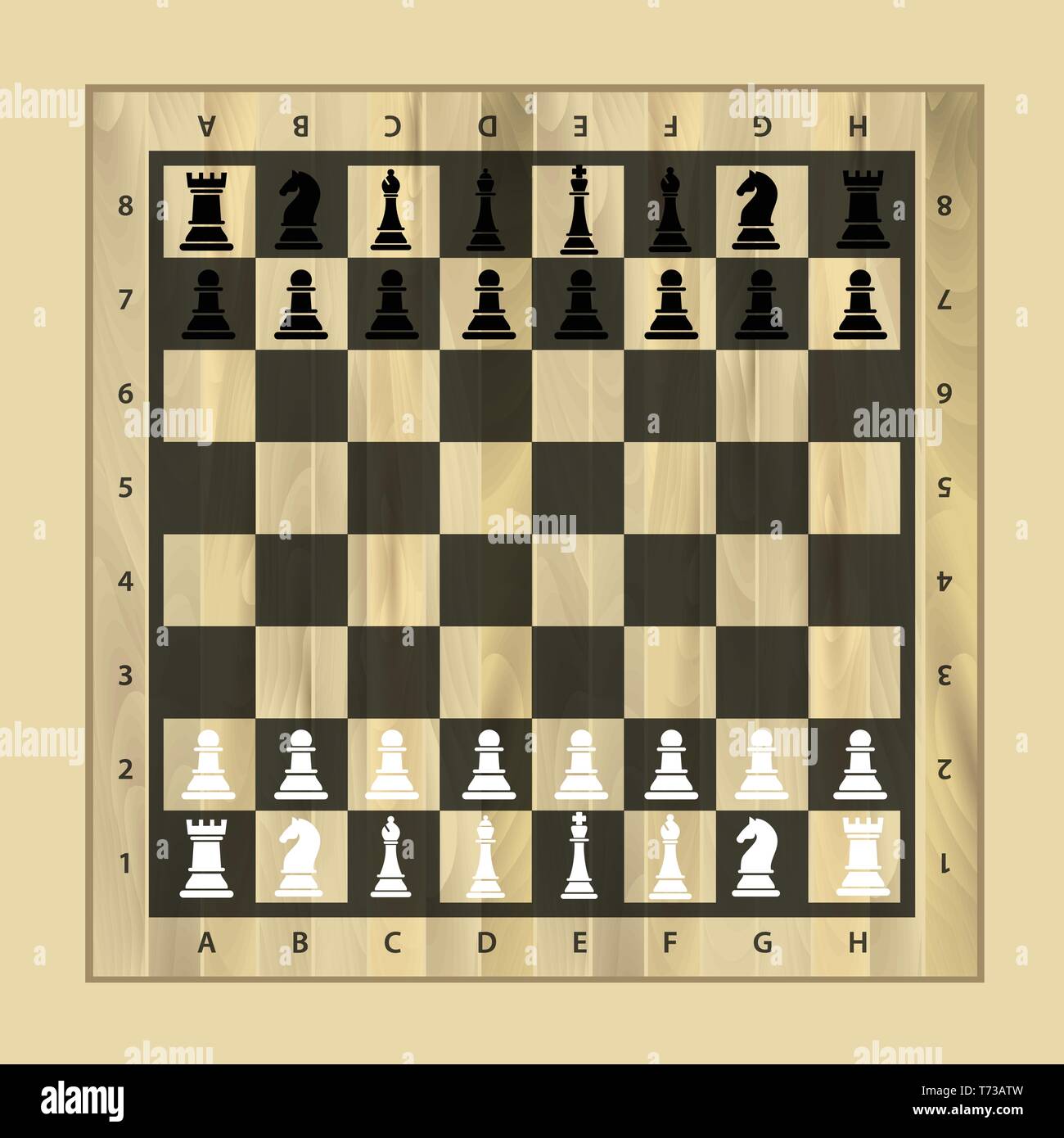 Tablero de ajedrez y diferentes piezas de ajedrez ilustración