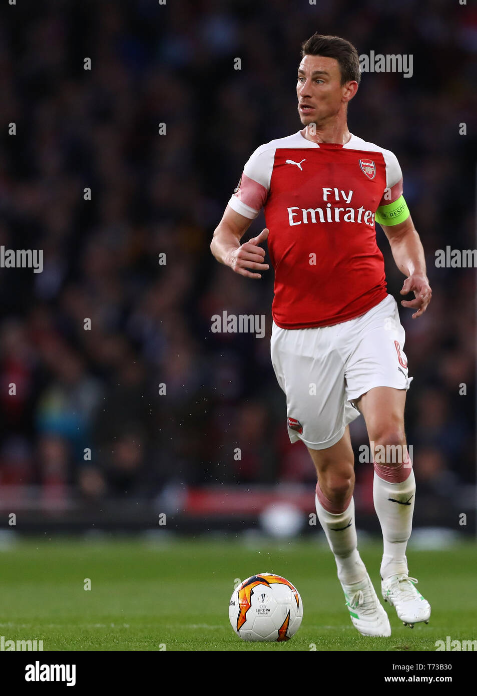 Laurent Koscielny del Arsenal - Arsenal v Valencia, UEFA Europa League Semi Final - primera pierna, Emirates Stadium, Londres (Holloway) - 2 de mayo de 2019 Foto de stock