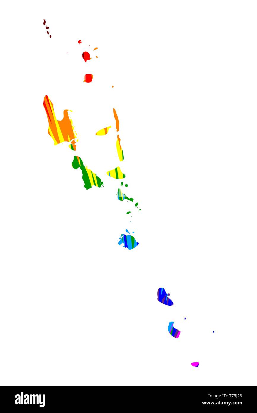 - Mapa de Vanuatu está diseñado rainbow colorido patrón abstracto, República de Vanuatu (Nuevas Hébridas) mapa de condominios de una explosión de colores, Ilustración del Vector