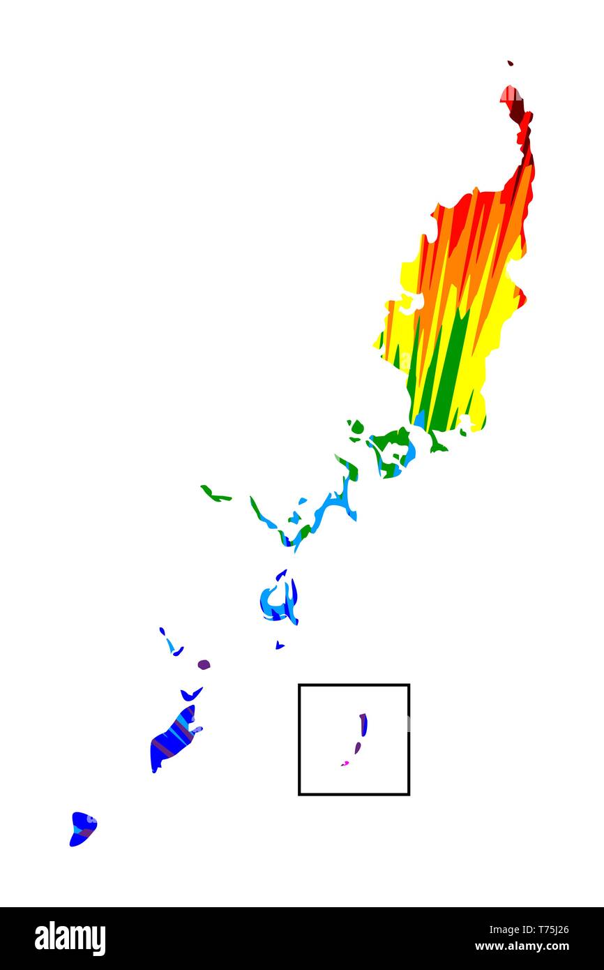 Palau - mapa está diseñado rainbow colorido patrón abstracto, República de Palau (Belau, Palaos o Pelew) mapa de explosión de color, Ilustración del Vector