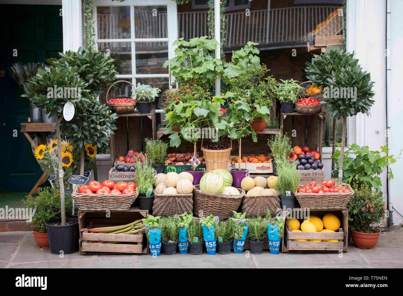 Escaparates mostrando frutas y verduras Fotografía de stock - Alamy