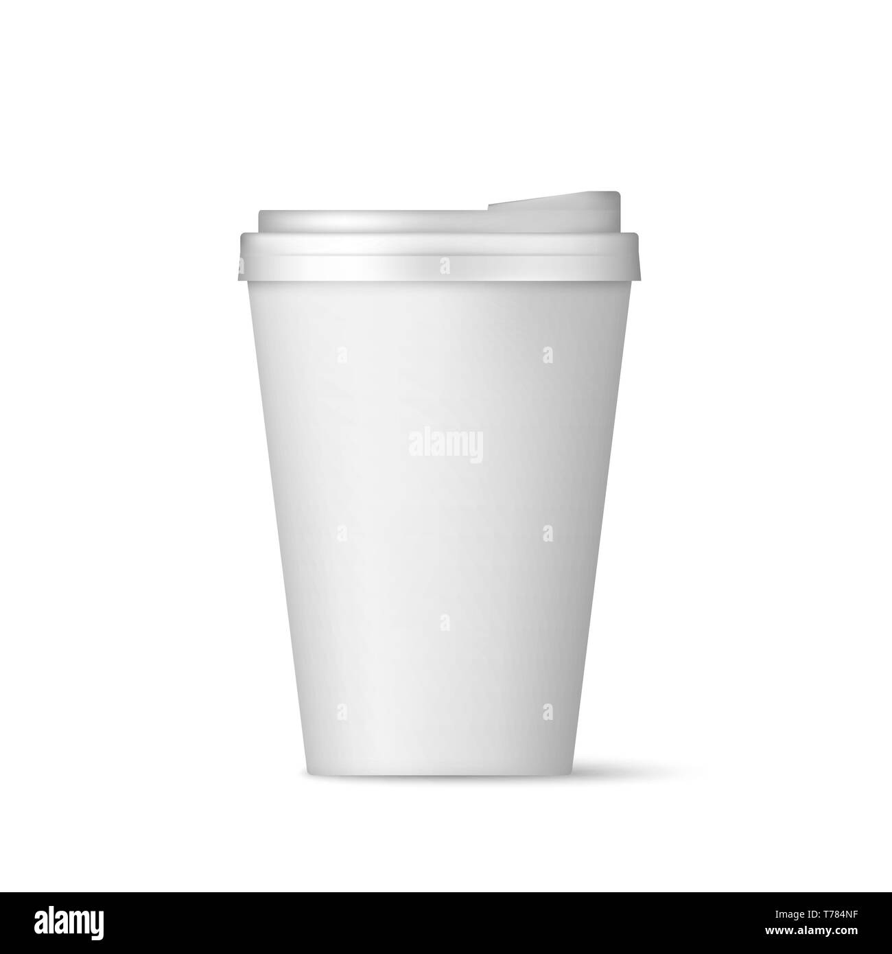 Libro blanco realista de la taza de café con vista frontal de la tapa. Café a ir en blanco. Ilustración vectorial aislado sobre fondo blanco. Ilustración del Vector