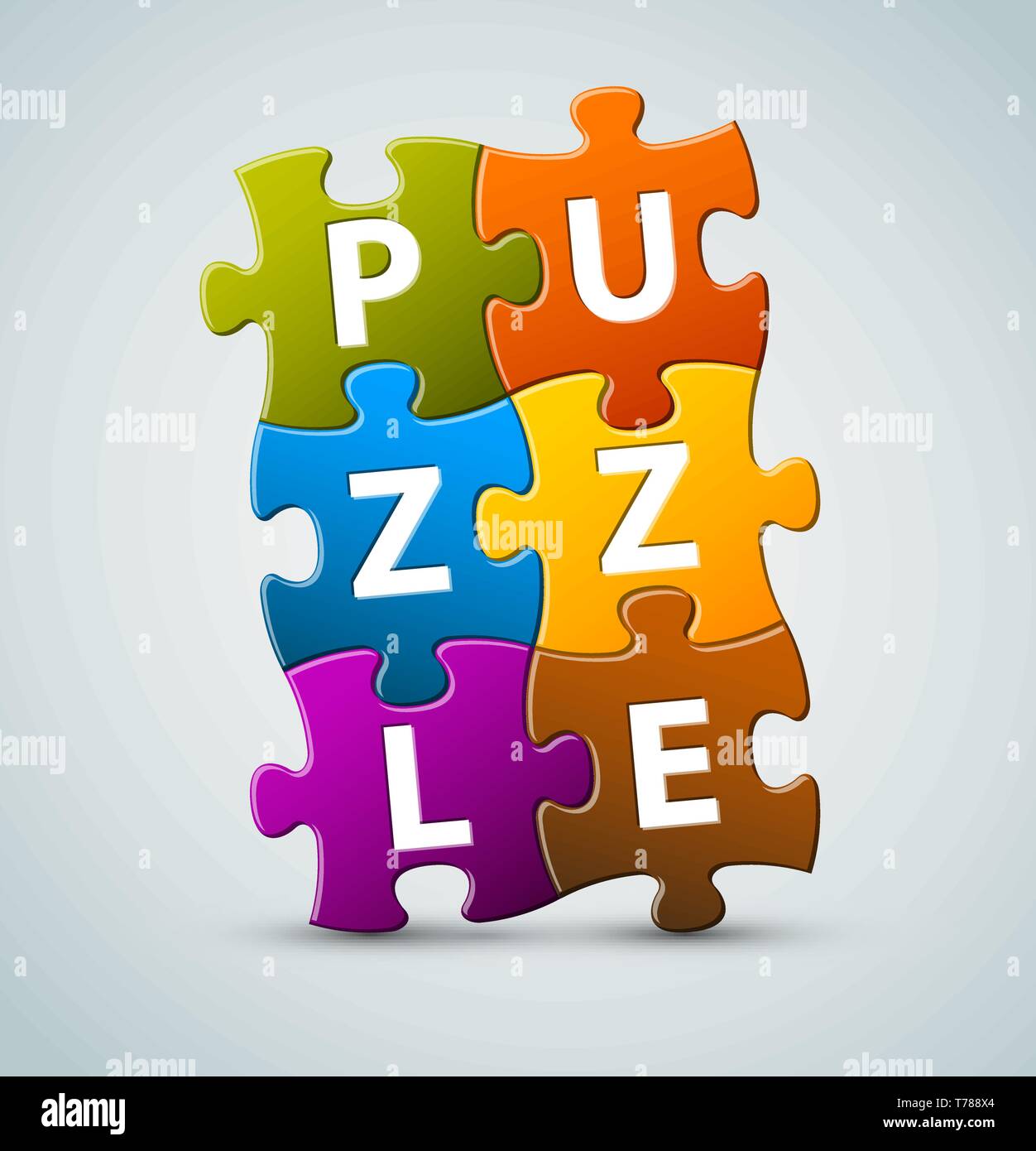 Vector colorido puzzle - letras hechas de piezas de un rompecabezas Imagen  Vector de stock - Alamy