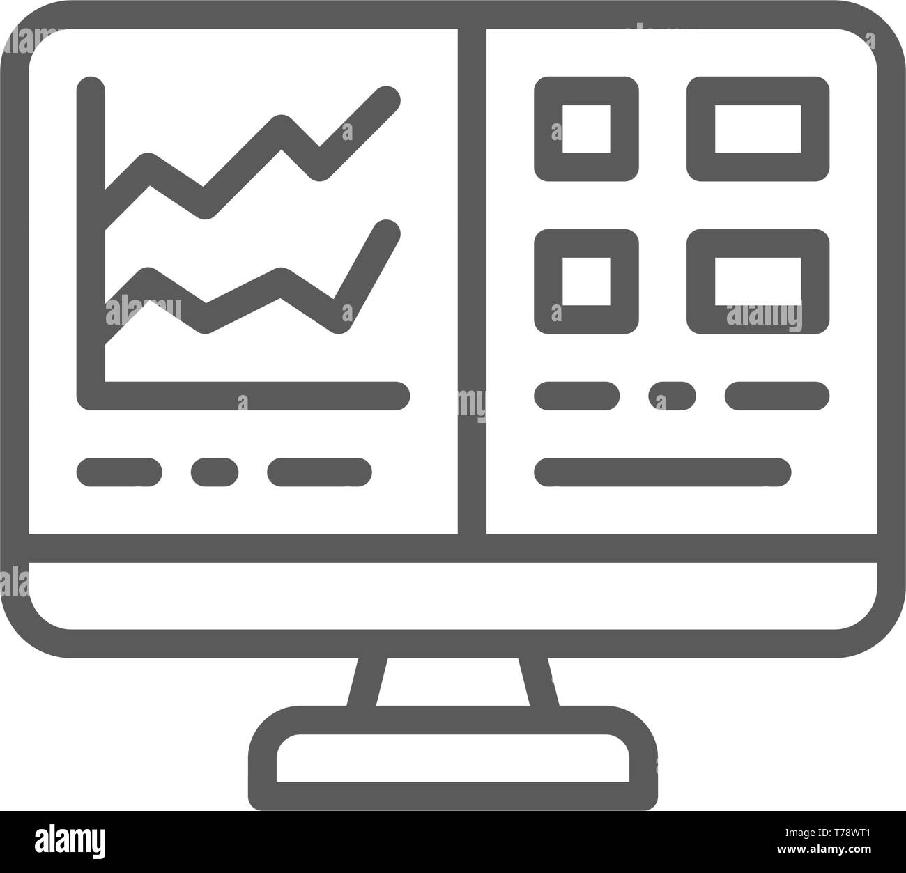 Pantalla de ordenador con una hoja de cálculo, la contabilidad financiera  informe icono de línea Imagen Vector de stock - Alamy